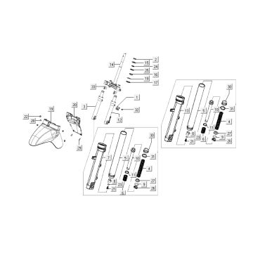 Widelec przedni - Błotnik przedni Kymco Like 4-suwowy czarny połysk