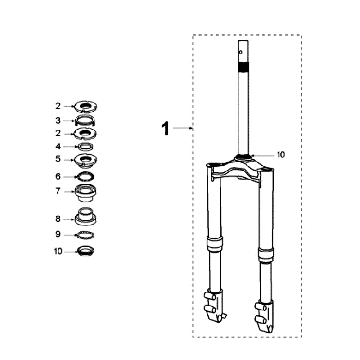 Widelec przedni Stery Peugeot Ludix 14 czarny Widelec przedni Stery Peugeot Ludix 14 czarny