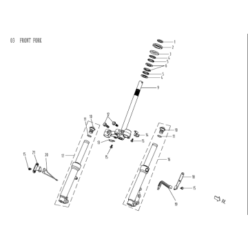 Widelec przedni China Venom zielony