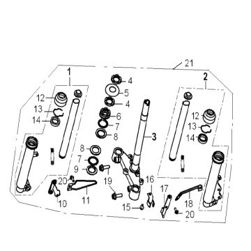Widelec przedni Generic Xor skok 2009 2-suwowy