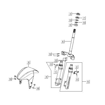 Widelec przedni Kymco Super9 2t lc om matowy czarno-żółty