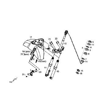 Przedni Widelec Przedni Błotnik Słuchawkowy Sym Fiddle III (BU535S WH006) niebieski biały