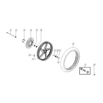 Koło przednie - tarcza Kymco K-Pipe 4-suwowy Biały