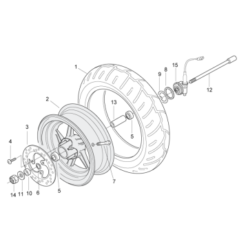 Koło przednie Aprilia SR 50 H2O ie+carb 2004-2009 czerwone