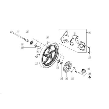 Koło przednie Kymco People 2-suwowy ciemnoszary