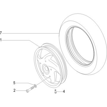 Koło przednie Vespa Lxv 25km 4-suwowy 2-zawór