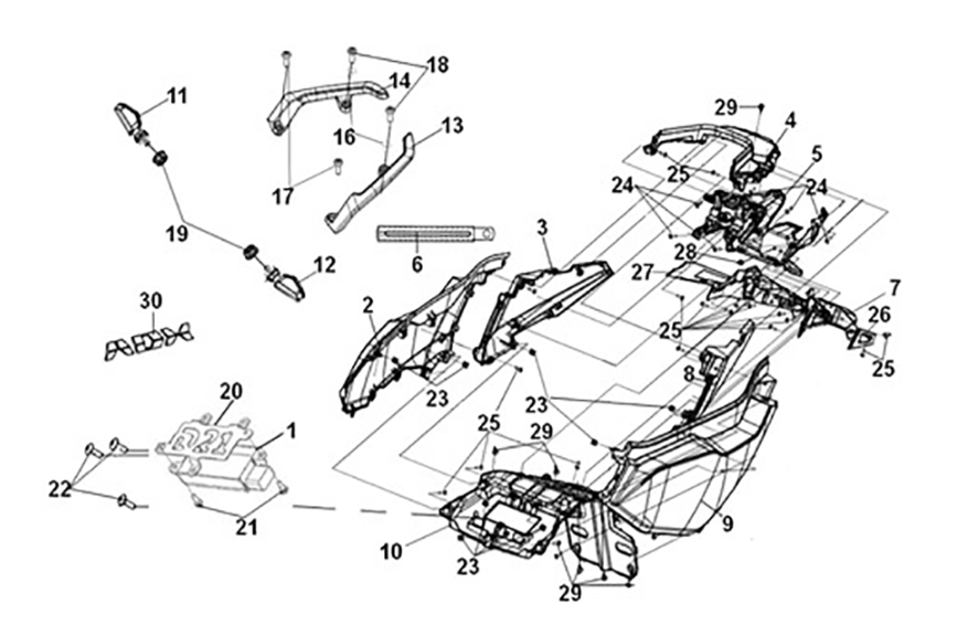 Body cover Sym ADX 125i ABS+ TCS E5 2023 CONCRETA GREY (GY-008C)