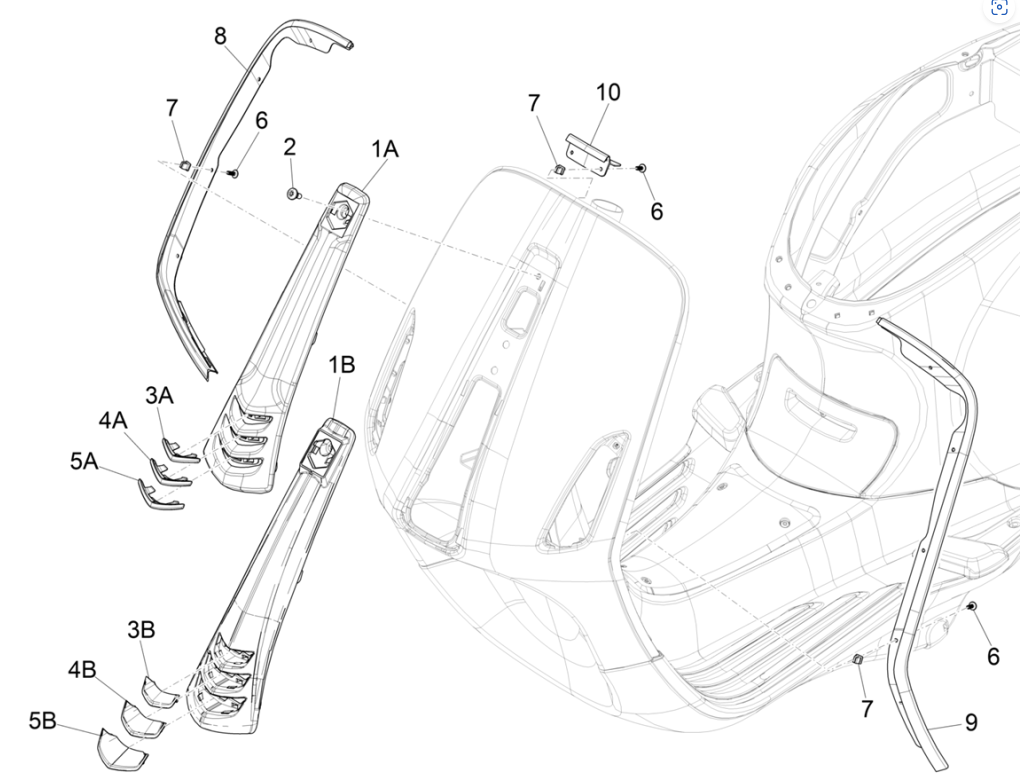 Płyta przednia Vespa Sprint 4-suwowa 3V (wtrysk euro4 IGET) Biała Fushion 544
