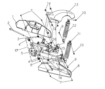 Poduszka RR. - widelec RR. - RR. błotnik Sym E-Fiddle