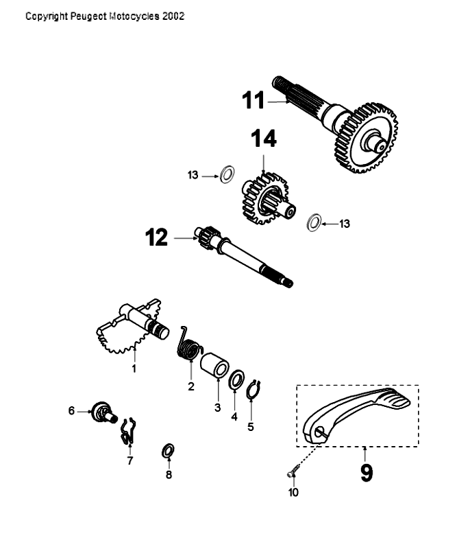Wały napędowe - Kickstarter Peugeot Citystar 50 Brown