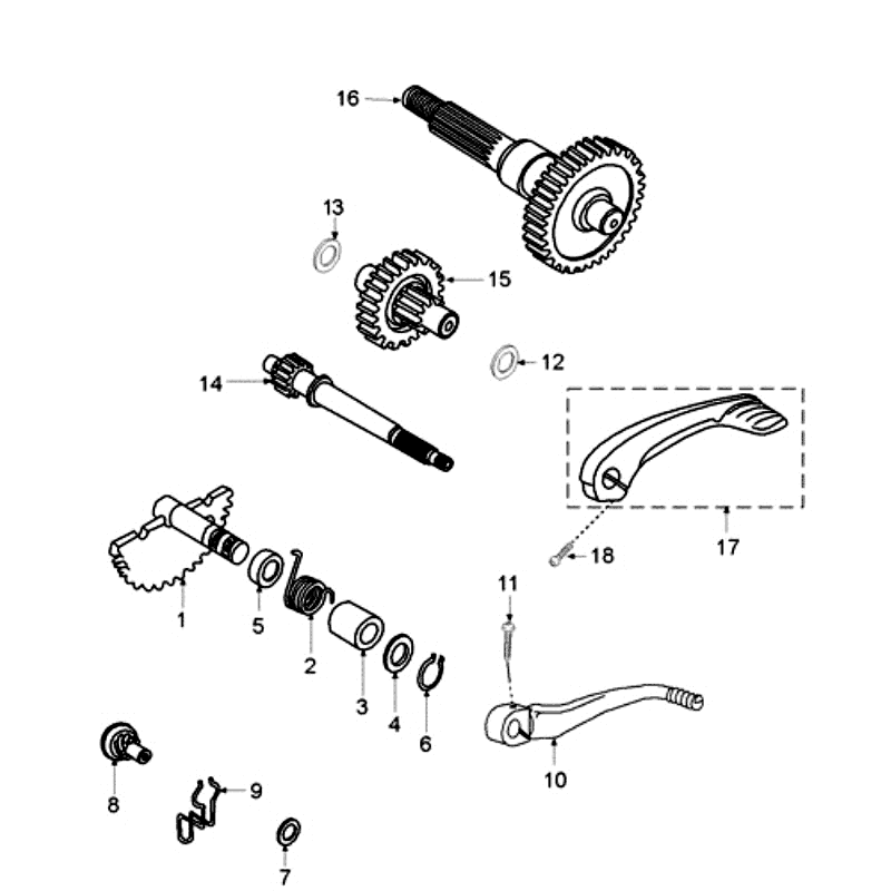 Wały napęd - Kickstarter Peugeot Fox czerwony