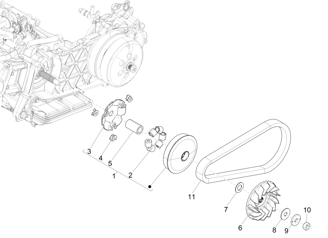 Koło napędowe Piaggio Medley 125 ABS E5 2021-2022 (EMEA)