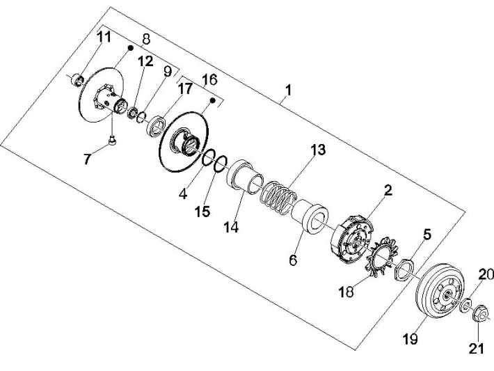 Koło pasowe Vespa GTS 250 ie 2005-2009 (z ABS)-Aangedreven poelie Vespa GTS 250 ie 2005-2009 (met ABS)
