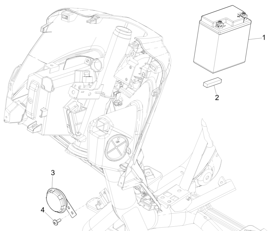Wyłączniki zdalne - Bateria - Claxon Piaggio Medley 125 ABS E5 2021-2022 (EMEA)