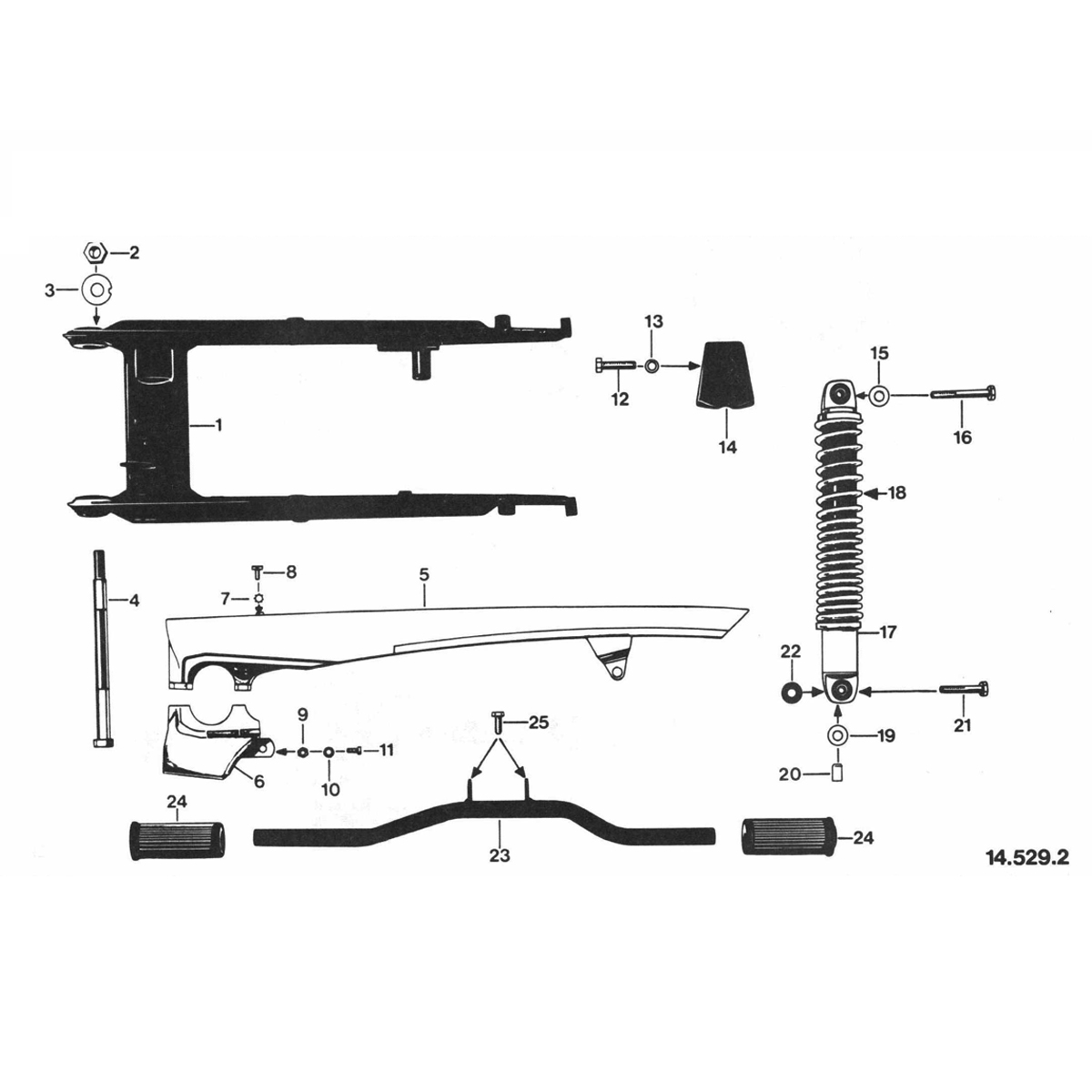 Swingarm - Osłona łańcucha - Amortyzator Zundapp GTS 50 529-020 do 029