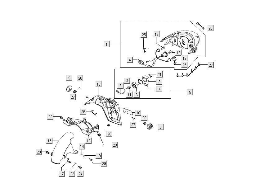Okapy tylne Kymco People S 4-suwowy czarny