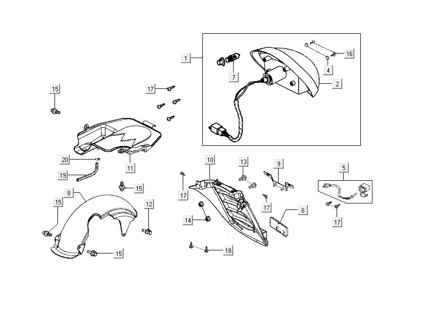osłony tylnych świateł Kymco Sento 4-suwowy Czarny Połysk