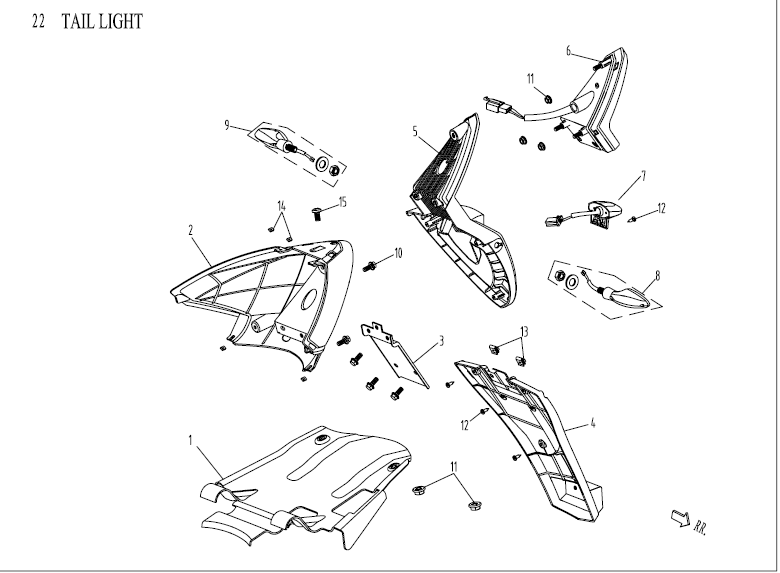 Tylno-kierunkowskazy China Venom zielony
