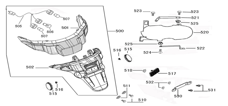 Błotnik tylny China Star50 kremowy szary