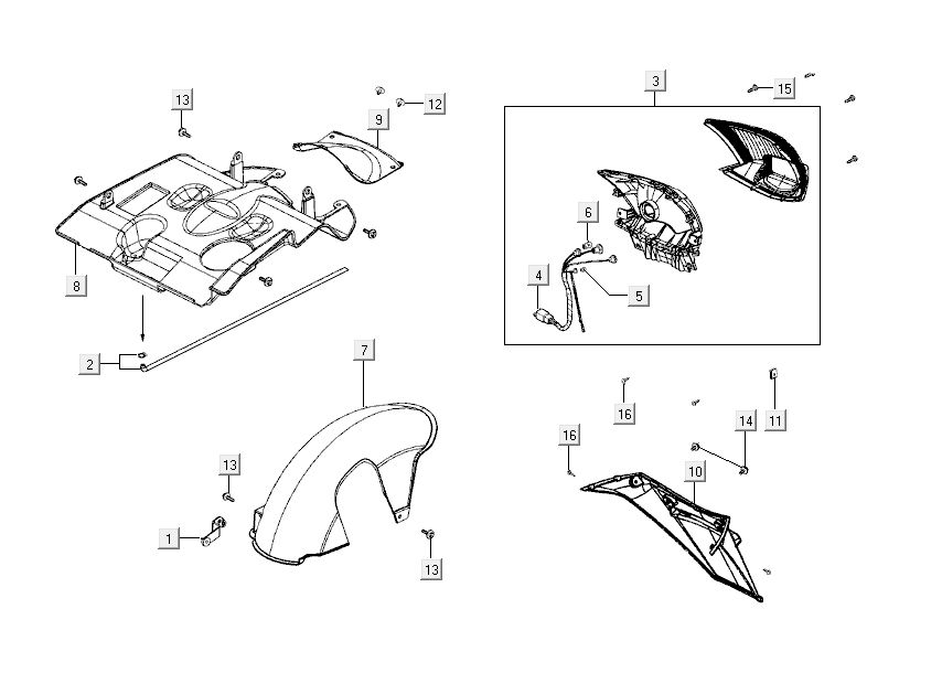 Tylne światło - Części tylnej pokrywy Kymco Like 4-suwowy