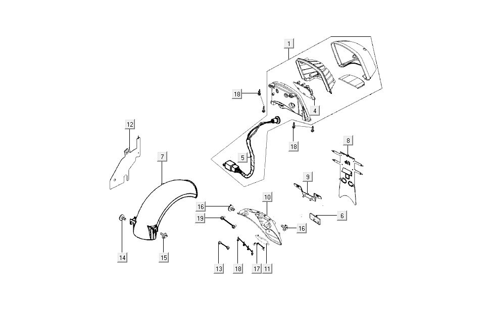 Lampa tylna - Caps Kymco New Sento 4-suwowy 50i czarny