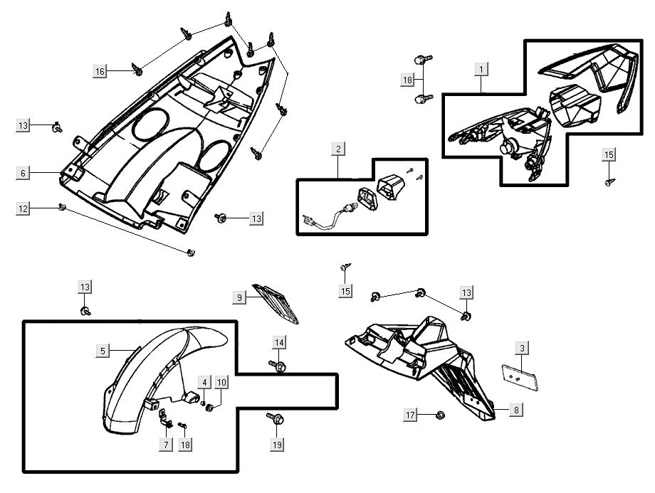 Światło tylne+kaptur Kymco Super 8 Street 4-suwowe niebieskie