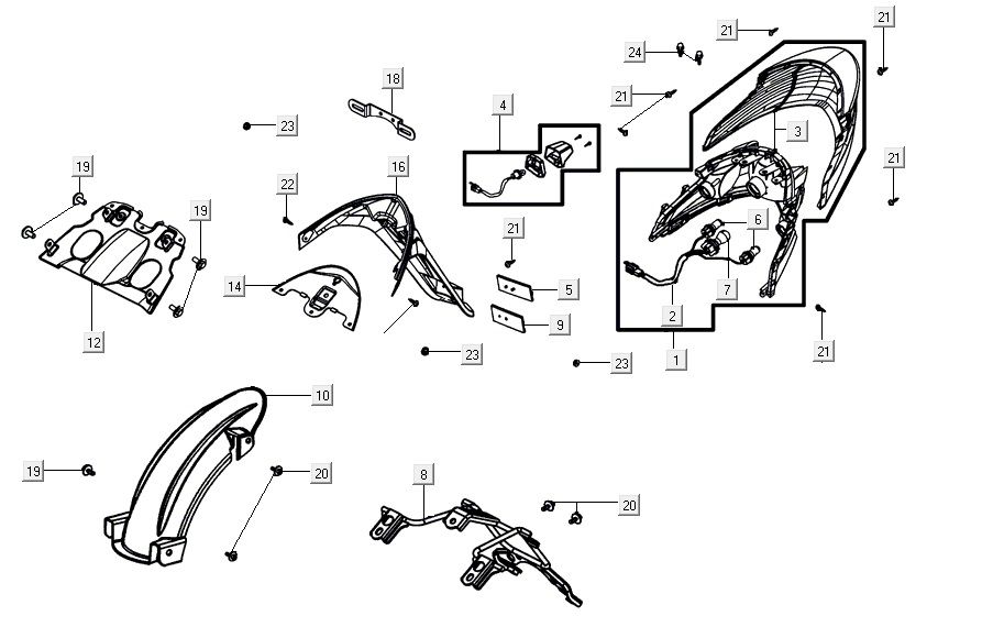 lampa tylna AGILITY 16+ 4T 200i Matt Metallic Light Blue