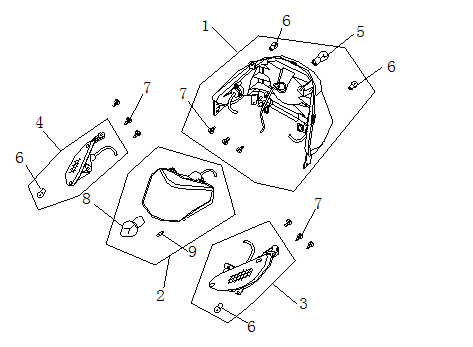 Lampa tylna China Ape50 biały