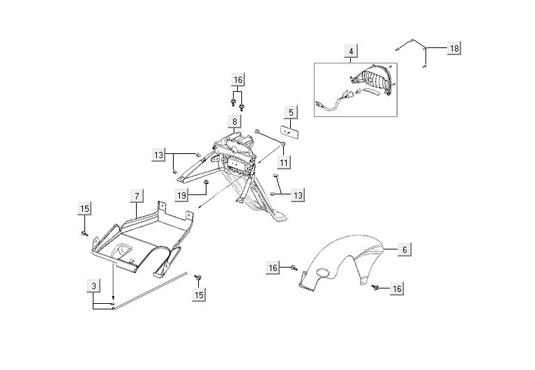 Lampka tylna Kymco Agility 10' 4-suwowa srebrna