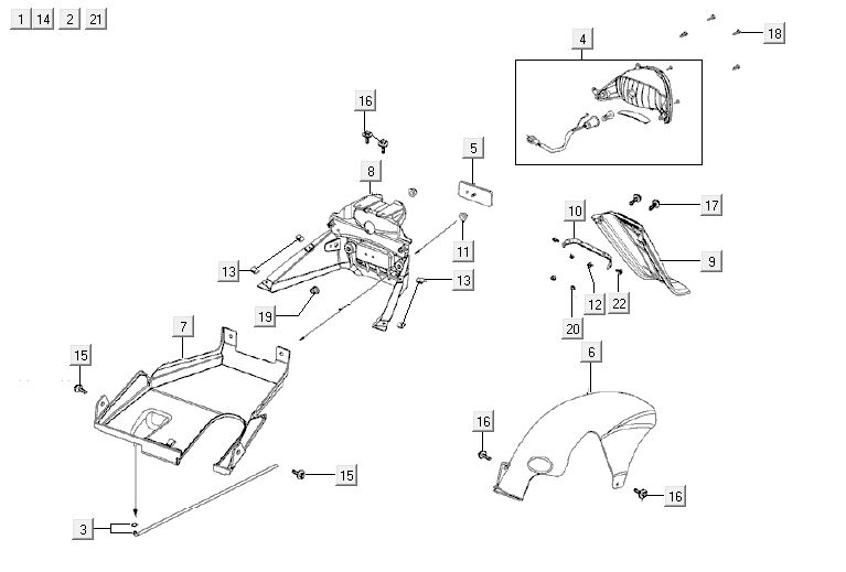 Lampka tylna Kymco Agility 12' 4-suwowa srebrna