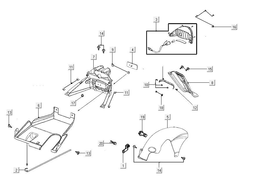 Lampka tylna Kymco Carry 4-suwowa wtryskowa euro4 biała