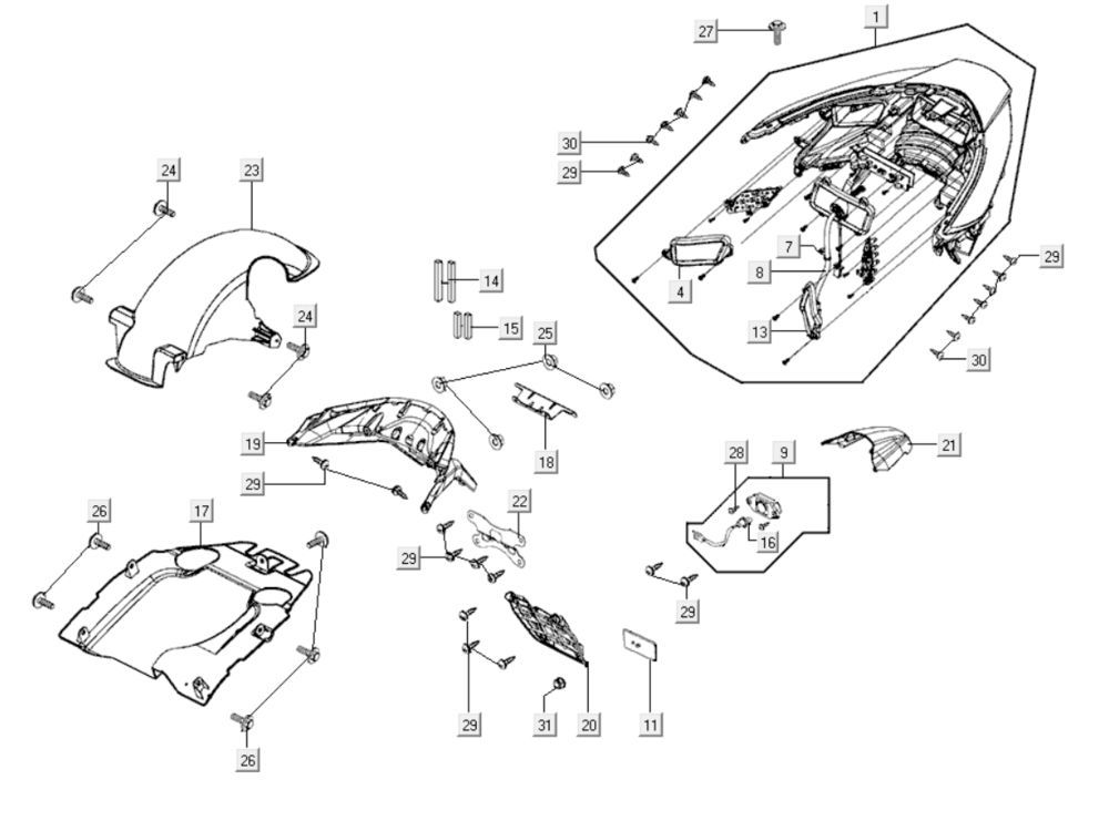 Lampka Tylna Kymco Xciting 400i Perłowa Czarna