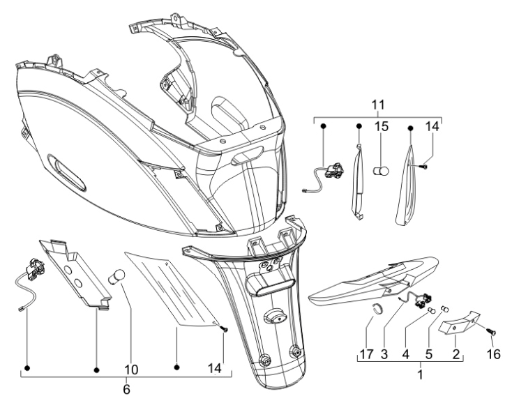 Lampa tylna Piaggio Zip 2000 4-suwowa AC
