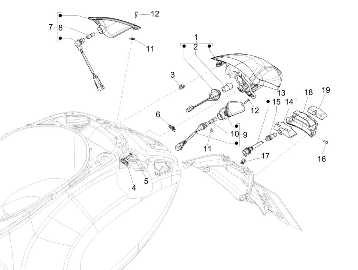 Lampka tylna - kierunkowskazy Vespa Sprint 125 4T 3V IE ABS E5 2021 (EMEA)