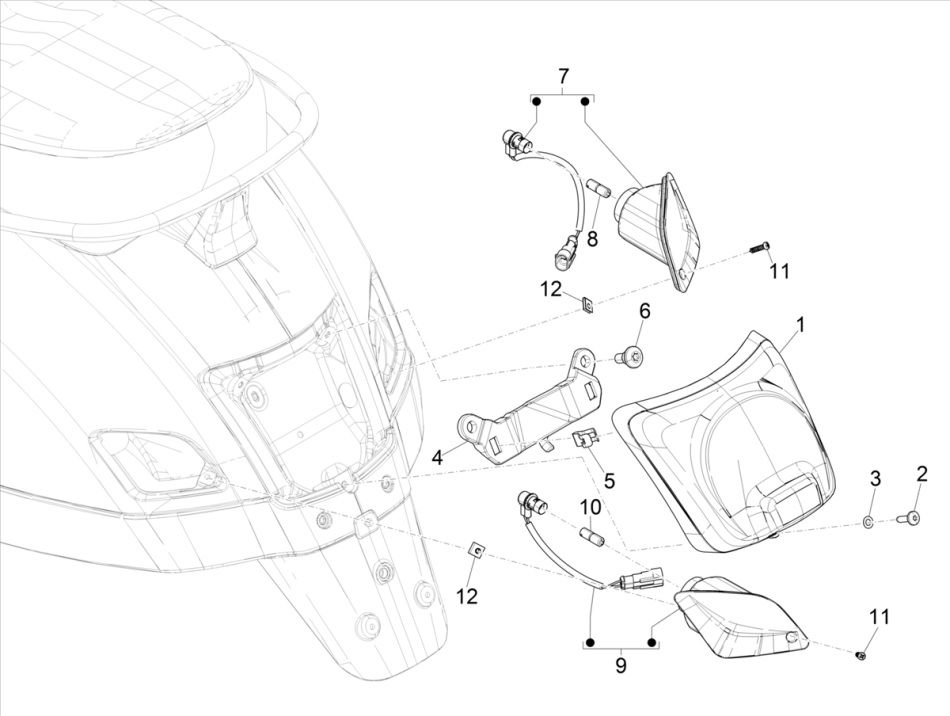 Lampa tylna - latarka Vespa GTS 300 HPE 4T 4V IE ABS E4 2019 (EMEA)