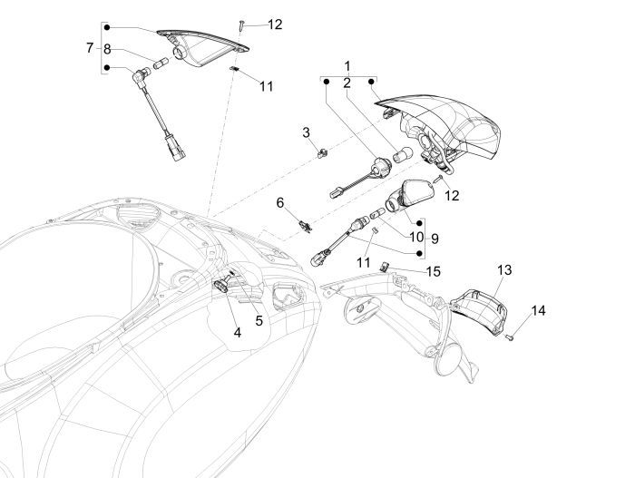 Lampa tylna Vespa Sprint 2-suwowa