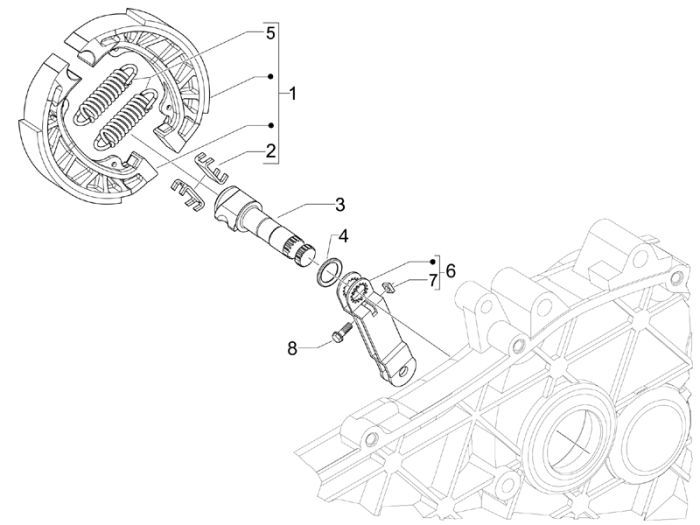 Hamulec tylny Vespa Lx 45km 4-suwowy 4-zawór