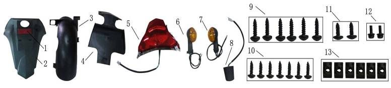 Błotnik Tylny kierunkowskazy AGM Fly czarny