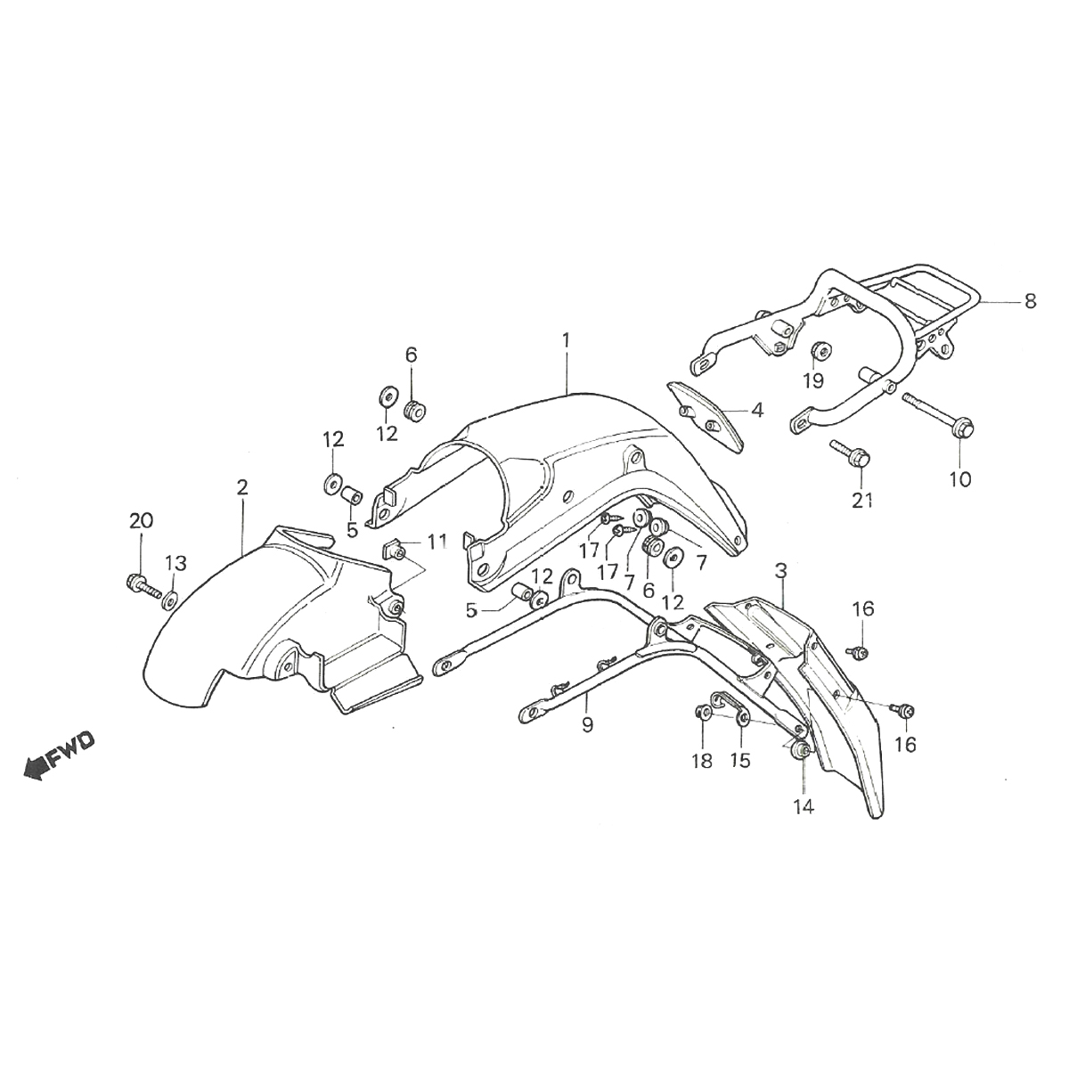 Tylny błotnik - Tylny bagażnik Honda MTX 50