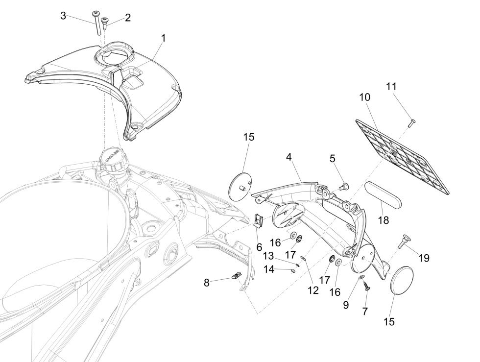 Vespa Primavera 4-suwowy błotnik tylny 3V (wtrysk euro5 IGET)