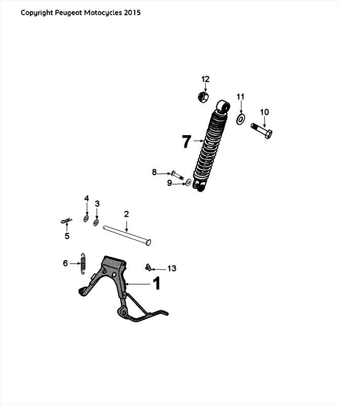 Teleskop tylny Standard Peugeot Speedfight 4 LC czarny niebieski