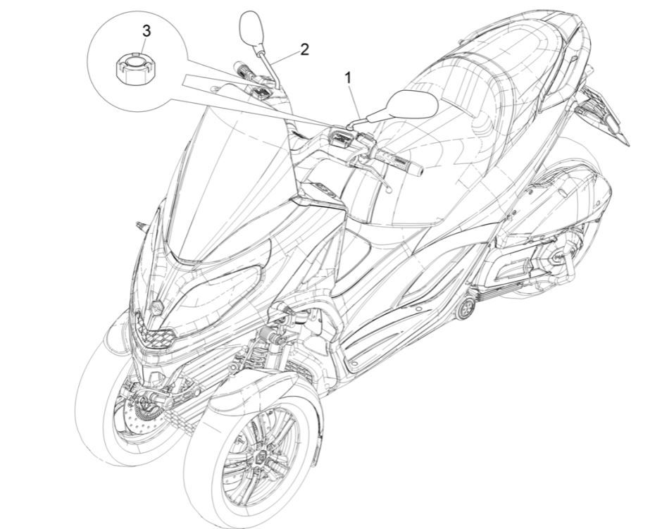Lusterko wsteczne/s Piaggio MP3 300 HPE/300 HPE SPORT E5 ABS 2020-2022 (EMEA)