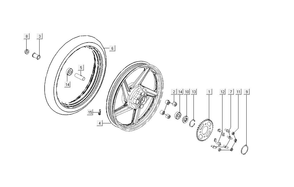 Kolo tylne - Kymco K-Pipe 4-suwowy Połysk Czarny