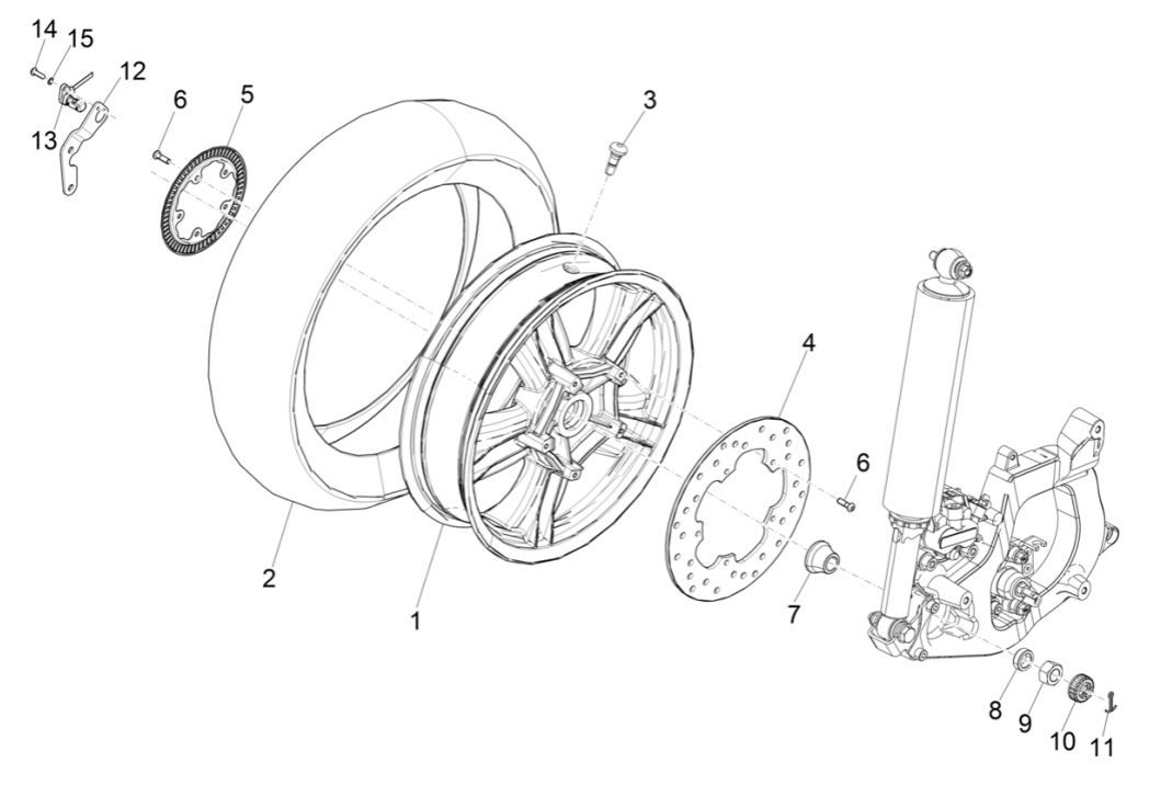 Piaggio MP3 300 HPE tylne kola/300 HPE SPORT E5 ABS 2020-2022 (EMEA)