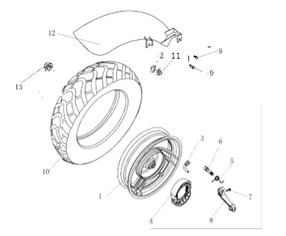 Koło tylne China Ape50 białe