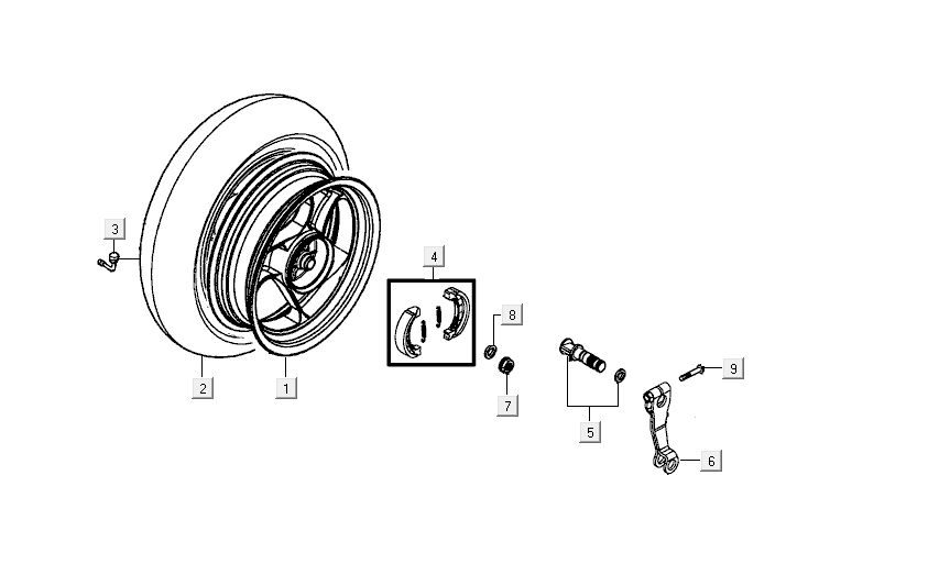 Koło tylne Kymco Carry 4-suwowe czarne