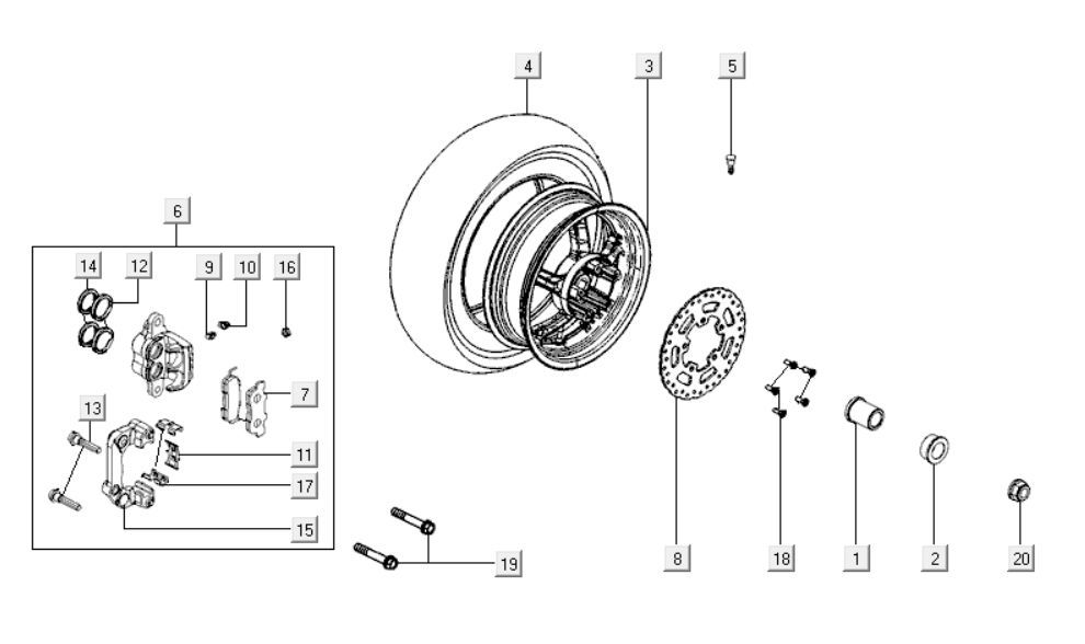 Kolo tylne Kymco Downtown 300i ciemnoszare