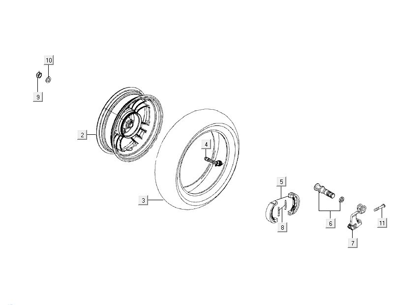 Tylne koło Kymco Like 4-suwowy diament biały jak T