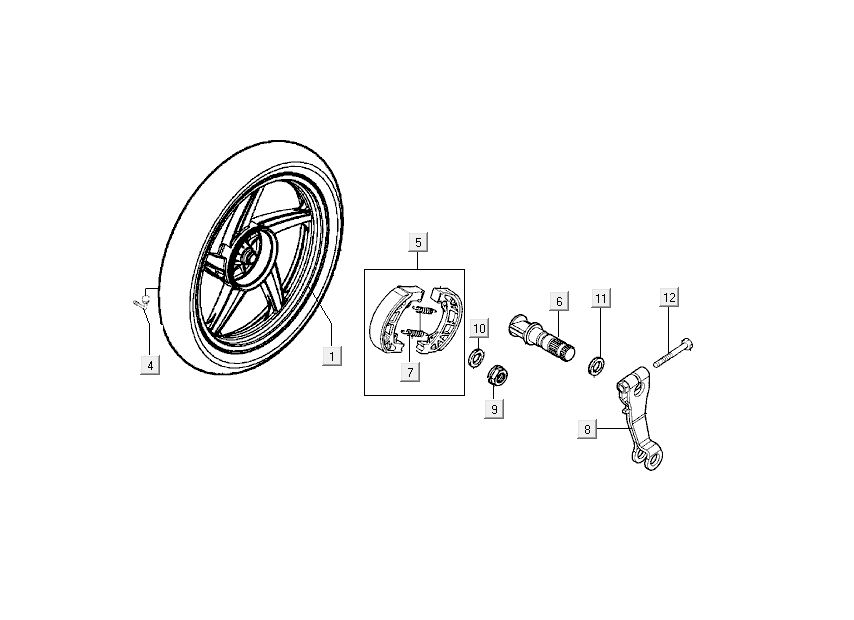 Koło tylne Kymco People 2-suwowy ciemnoszary