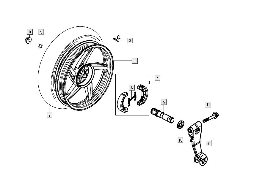 Koło tylne Kymco People S 4-suwowy diament czarny